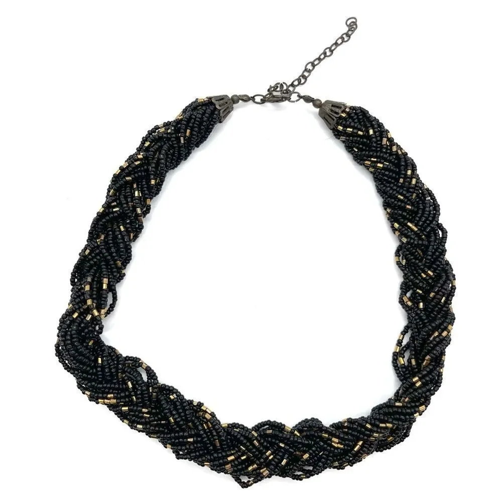 Multi Strand Braided Beads Necklace